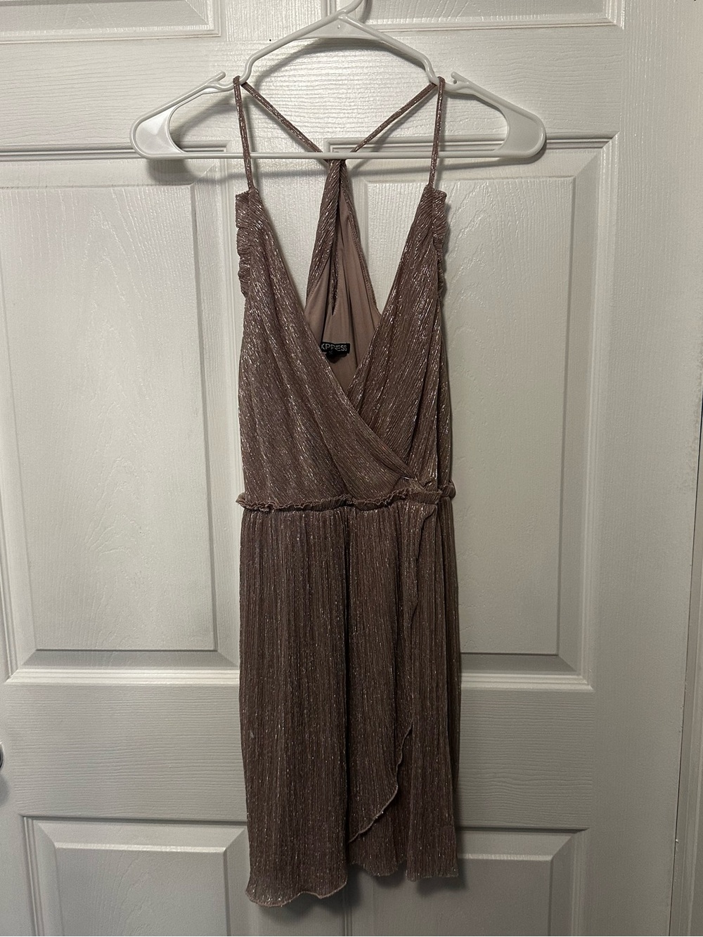 Express Shimmery Mauve Strappy Wrap Dress